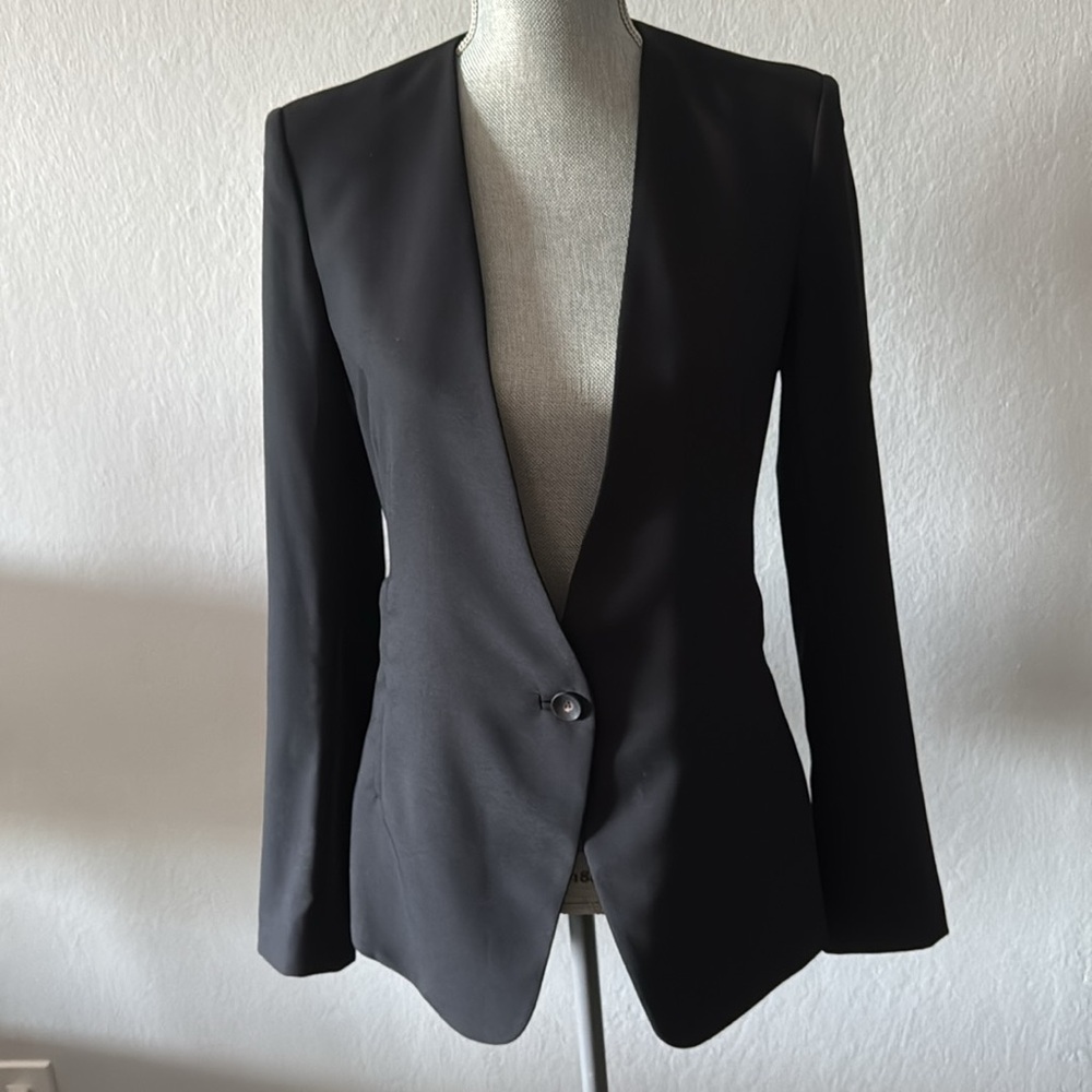 Helmut Lang Women's Smoking Tux Blazer Black Stretch Wool Size XS US2 NWT